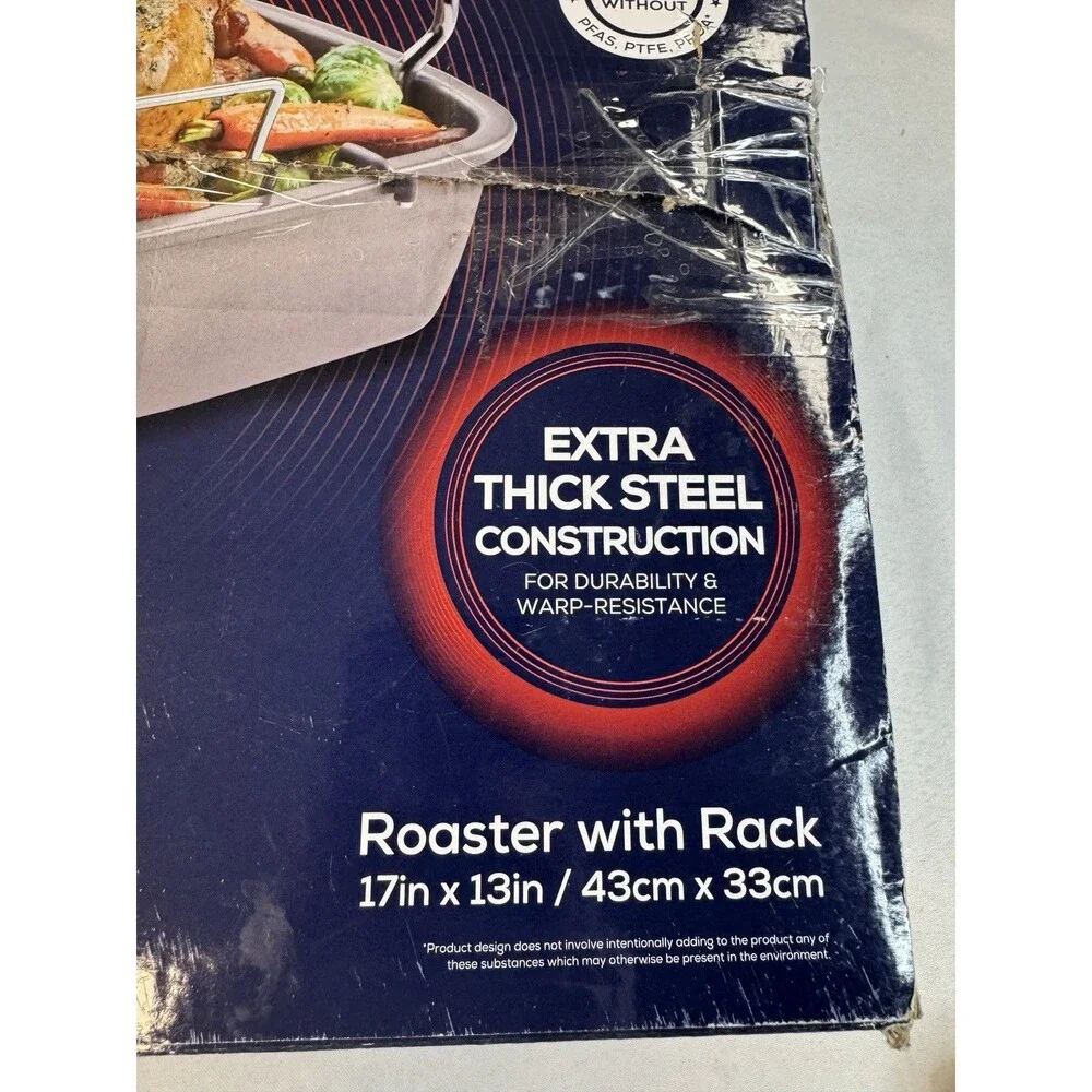 Circulon Total Bakeware Nonstick Roaster, Roasting Pan with Rack, 17x13 inch NEW